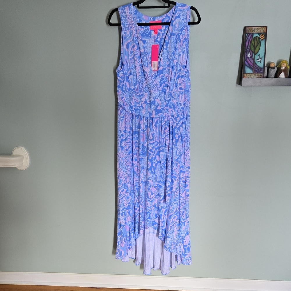 Lilly Pulitzer Blue and Pink High Low Dress